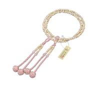 京都あさひ屋 White Bodhi wood & Rose Quartz Shingon sect Women's Juzu Prayer beads for Buddhist Meditation Asian Rosary Made in Kyoto Chakra Mala beads for Women JUA170