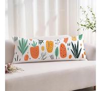 White Body Pillow Cover 24"x72" Strawberry Cushion Covers Velvet Pillow Cases with Zipper Closure for Long Pillows, Soft Bolster Pillowcase, Rectangle Cushion Covers for Couch, Bed, Room Decor xz-3