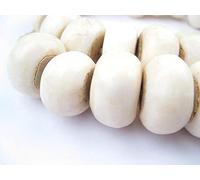 White Bone Beads - Full Strand of Fair Trade African Beads - The Bead Chest (Large, White)