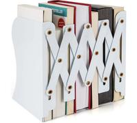 White Bookends Metal Iron Adjustable Books Holder Stand Desk Heavy Duty Non Skid