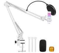 White Boom Arm for Hyperx Quadcast S, Adjustable Hyperx Quadcast White Mic Stand Microphone Arm Compatible with Hyperx Quadcast with Pop Filter,Mic Cover, By ChromLives