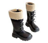 White Boots Girl'S Knee-High Riding Boots Soft Faux Warm Casual Boots Faux Leather Winter Warm Lace Up Bow Detail Side Zip Chunky Platform Sole Fashion Boots For Girls School Casual Daily Outdoor