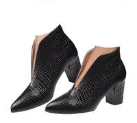 White Boots Womens Ankle Boots Patent Leather Split Pattern Slip-On Pointed Toe Retro Low Kitten Heel Breathable Lightweight with for Women Court Shoes Booties Party Prom Club Dress Shorty