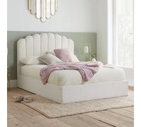 Boucle Double Ottoman Bed Frame White Birlea Monaco Storage Bed 4FT5 135cm