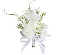 White Boutonniere for Men Wedding, Artificial Calla Lily Groom Groomsmen Boutonniere Handmade Corsage Flower for Wedding Ceremony Anniversary Formal Dinner Party Prom, A