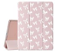 White Bow Case for iPad (A16) 11th Gen 2025 11-inch/10th Gen 2022 10.9 inch,Girly Protective Case,Pencil Holder & Clear Transparent Soft TPU Back & Trifold Smart Pad Pink Cover
