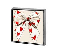 White Bow with Red Hearts Pattern Unisex Brooches & Pins Square Lightweight Lapel Badge Jewelry for Clothing Shawl Hat