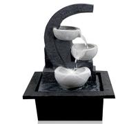GEEZY Indoor Water Fountain - White Bowls Design Water Feature with LED Lights - Mains Powered & Self-Contained, Table Top, Relaxing & Tranquil - Perfect for Home, Living Room, Office Decor