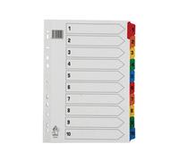 White Box Multicoloured A4 1-10 Mylar Index Dividers