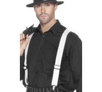 White Braces Elasticated With Metal Clips Adults Fancy Dress Accessory