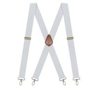 White Braces for Men Trousers1.4 Inch wide X-Back Heavy Duty Suspenders with 4 Strong Hooks Adjustable Elastic Braces for Work Business