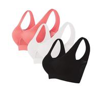 White Bras for Women Non Wired Multipack Push up Minimiser Bras Plus Size Full Coverage Soft Bra Seamless Bralettes Ladies Padded Yoga Bra with Removable Pads