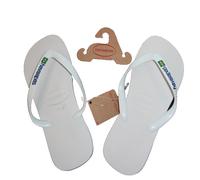White Brazil logo Havaiana flip flops Size UK 9/10