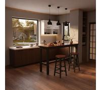 White Breakfast Bar Table 160x40x100cm Metal Frame Pub Table 150kg Capacity Stylish Kitchen Dining Desk Modern Coffee Bar for Home Space-Saving Design