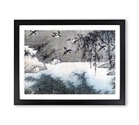 White Breasted Crows Vol.3 By Zha Shibiao Asian Japanese Framed Wall Art Print, Ready to Hang Picture for Living Room Bedroom Home Office Décor, Black A4 (34 x 25 cm)
