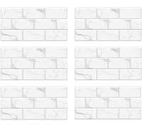 White Brick Tile Stickers - 12Pack 30x15cm Peel and Stick Vinyl Tiles Self-Adhesive Waterproof Oilproof Wall Tiles, Peel & Stick Backsplash Tiles Stickers for DIY Home Decor Kitchen & Bathroom