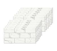 White Brick Tile Stickers for Bathroom Kitchen Waterproof Vinyl Stick on Tiles Backsplash Self Adhesives Wall Tile Transfers Peel and Stick Tile Decals for Living Room - 30x15cm (24 Sheets)