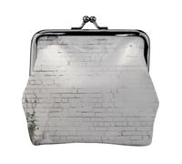 White Brick Wall Prints Coin Purse Kiss Lock Pu Leather Mini Pouch Wallet Change Bag for Women Girls Kids