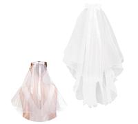 White Bridal Veil Wedding Bow-Knot Long Veil With Comb Elegant Pearl Wedding Veils Simple Women's Tulle Headpieces Vails for Brides Shower Bachelorette Hen Party Church Costume Gift Prom Girls