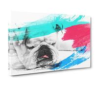 White British Bulldog Dog (1) V2 Canvas Print | Gallery Wrapped 30mm Frame Wall Art | 30x20 inches | Ready to Hang | Modern Animals Picture | Living Room Bedroom Lounge Office