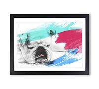 White British Bulldog Dog No.1 V2 Modern Framed Print | A2 Black Framed Wall Art | Ready to Hang | Modern Flag Picture | Living Room Bedroom Lounge Office