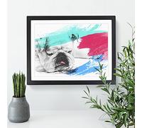 White British Bulldog Dog No.1 V2 Modern Framed Print | A3 Black Framed Wall Art | Ready to Hang | Modern Flag Picture | Living Room Bedroom Lounge Office