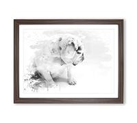 White British Bulldog Dog No.2 V3 Modern Framed Print | A2 Walnut Framed Wall Art | Ready to Hang | Modern Flag Picture | Living Room Bedroom Lounge Office