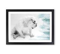 White British Bulldog Profile in Abstract Framed Print | A2 Black Framed Wall Art | Ready to Hang | Abstract Flag Picture | Living Room Bedroom Lounge Office