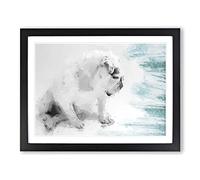 White British Bulldog Profile In Abstract Modern Art Framed Print | A2 Black Framed Wall Art | Ready to Hang | Abstract Flag Picture | Living Room Bedroom Lounge Office