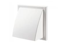 White Brown Cowl Wall Mounted Outlet + Shutter Grille Tumble Dryer Extractor Fan (4" 100mm White)