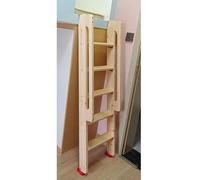 White Brown Wood Color Bunk Bed Replacement Wooden Ladder/ 100 150 200 240 CM High Bed Ladders for Truck Travel Trailer RV Beds, with 10CM Extra Wide Pedals & Handrail(Wood color,125cm(49 1/