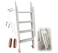 White Brown Wood Color Bunk Bed Replacement Wooden Ladder/ 100 150 200 240 CM High Bed Ladders for Truck Travel Trailer RV Beds, with 10CM Extra Wide Pedals & Handrail(White,195cm(76 4/5IN)(
