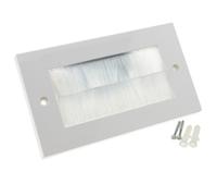 kenable WHITE BRUSH Faceplate for Cable Exit Wall Outlet UK Double Gang White