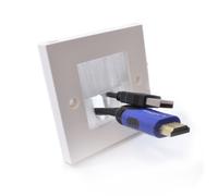 kenable WHITE BRUSH Faceplate for Cable Exit Wall Outlet UK Single Gang White