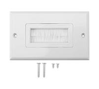 White Brush Wall Plate Cable Pass Through, Single Gang Anti-Dust Wall Panel with Screws, Cable Entry Cover for HDMI TV Ethernet Speaker Wires, Easy Install Wall Mount Access Plate