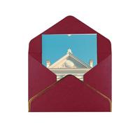 White Buildings Elegant Greeting Card - Premium Pearlescent Paper Folding Card With Gold Trim, Ideal For Holiday Greetings, Birthdays, Weddings, And Valentine'S Day