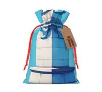 White Buildings Gift Bag - Festive Full-Print Drawstring Pouch For Holiday, Birthday & Party Presents - Reusable Eco-Friendly Gift Packaging