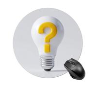 White Bulb with A Yellow Question Mark Mousepad Round Computer Mousepad Waterproof Gaming Mousepads with Non-Slip Rubber Base Mousepads Mousemat for Laptop Office 20 CM