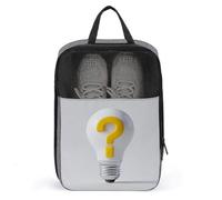 White Bulb with A Yellow Question Mark Shoe Bag for Travel Daily Use Anti-dust Storage Carrier Golf Shoe Pouch