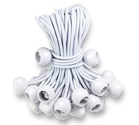 White Bungee Balls 6 inch, 50 PCS Ball Bungee Cords Heavy Duty Outdoor UV Resistant Canopy Tarp Tie Down for Camping, Shelter,Cargo,Tent Poles