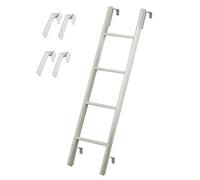 White Bunk Bed Ladder with 4 Hooks, 116/130/140/150cm Long Adjustable Caravan RV Bunk Ladder for Travel Trailers, for Home Dorm Apartment