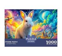 White Bunny by Telescope in A Colorful Cosmic Scene 1000-Piece Jigsaw Puzzle Fairy Tale Rabbit - Challenging Game for Men, Women & Elders 38x26cm/1000pcs