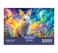 White Bunny by Telescope in A Colorful Cosmic Scene 1000Pc Jigsaw Puzzle Fairy Tale Rabbit - Educational & Challenging, Gift for All 52x38cm/1000pcs
