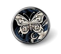White Butterflies And Tribal Badge Holder Personalized Metal Button Pin Fashion Round Badge with Pattern Pin DIY Button Badges Exquisite Brooch Crafts Gift Clothes Decorative Pins