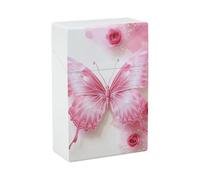 White Butterfly Cigarette Case 85mm King Size, Crushproof Plastic Cigarette Box Holder for Men Women Cigar Protective Cover Waterproof Cigarettes Holder 20 Capacity