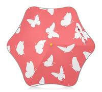 White Butterfly Coral print Kids Umbrella Girls Strong Boy Umbrellas for Rain Reflective Strip Uv Protection Sun Umbrellas Upf 50 print