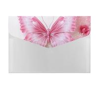 White Butterfly File Folder, Plastic Accordion File Folders with 6 Pockets, Expanding File Organizer with Snap Closure, Portable Document Paper Organizer, Office Supplies Filing Folders