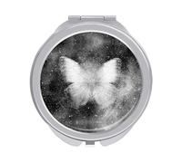 White Butterfly Galaxy Stars Black White Universe Paint Folding Make Up Mirror, Compact 2X/1X Magnification Mirror, Women Portable Travel Makeup Mirror 2.4 x 2.4 inch