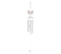 White Butterfly Memorial Windchime | Resin Butterfly & Crystal Chimes | Sympathy Garden Ornament for Remembrance Gift