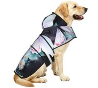 White Butterfly Reflective Waterproof Dog Raincoat Jacket, Adjustable Hooded Pet Coat with Leash Hole,for Outdoor Use3XL